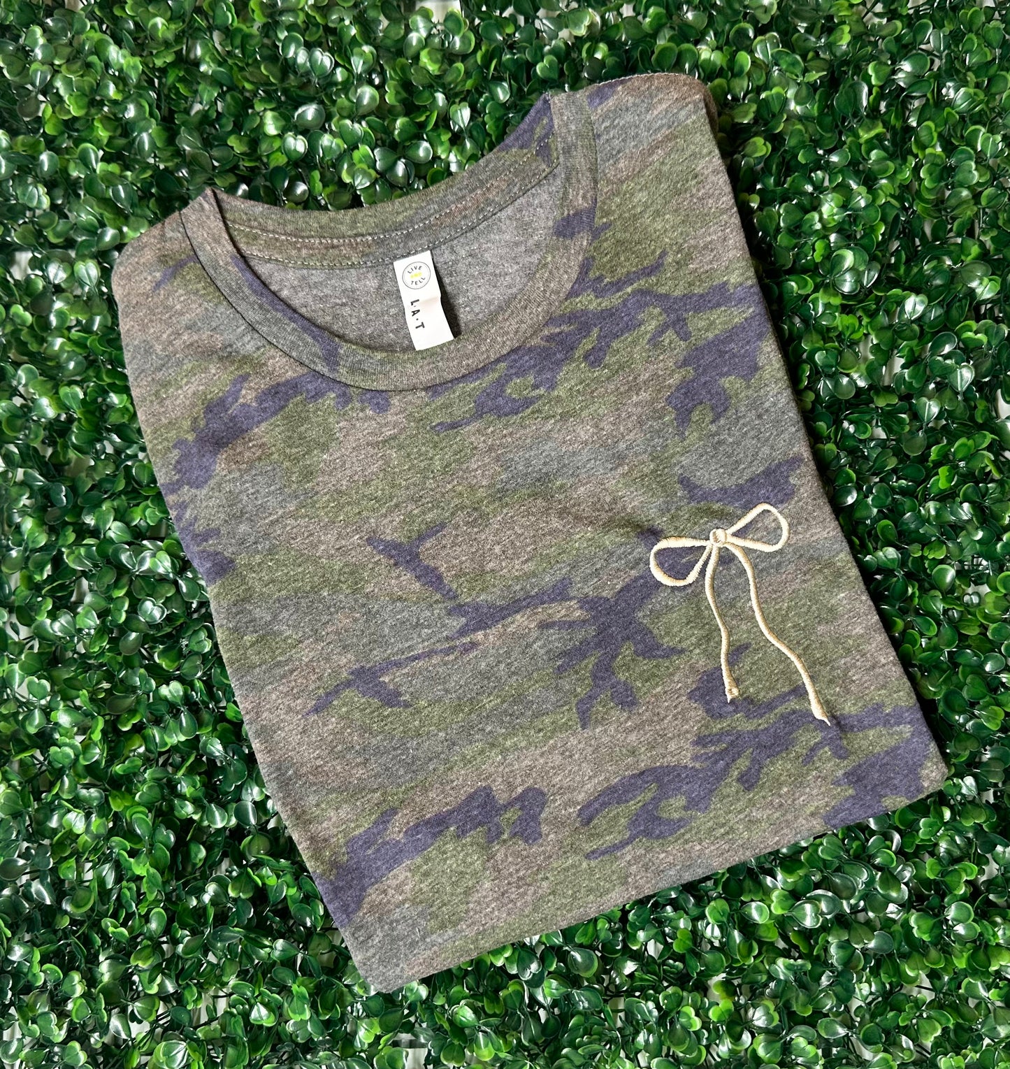 Camo Embroidered Bow Tee