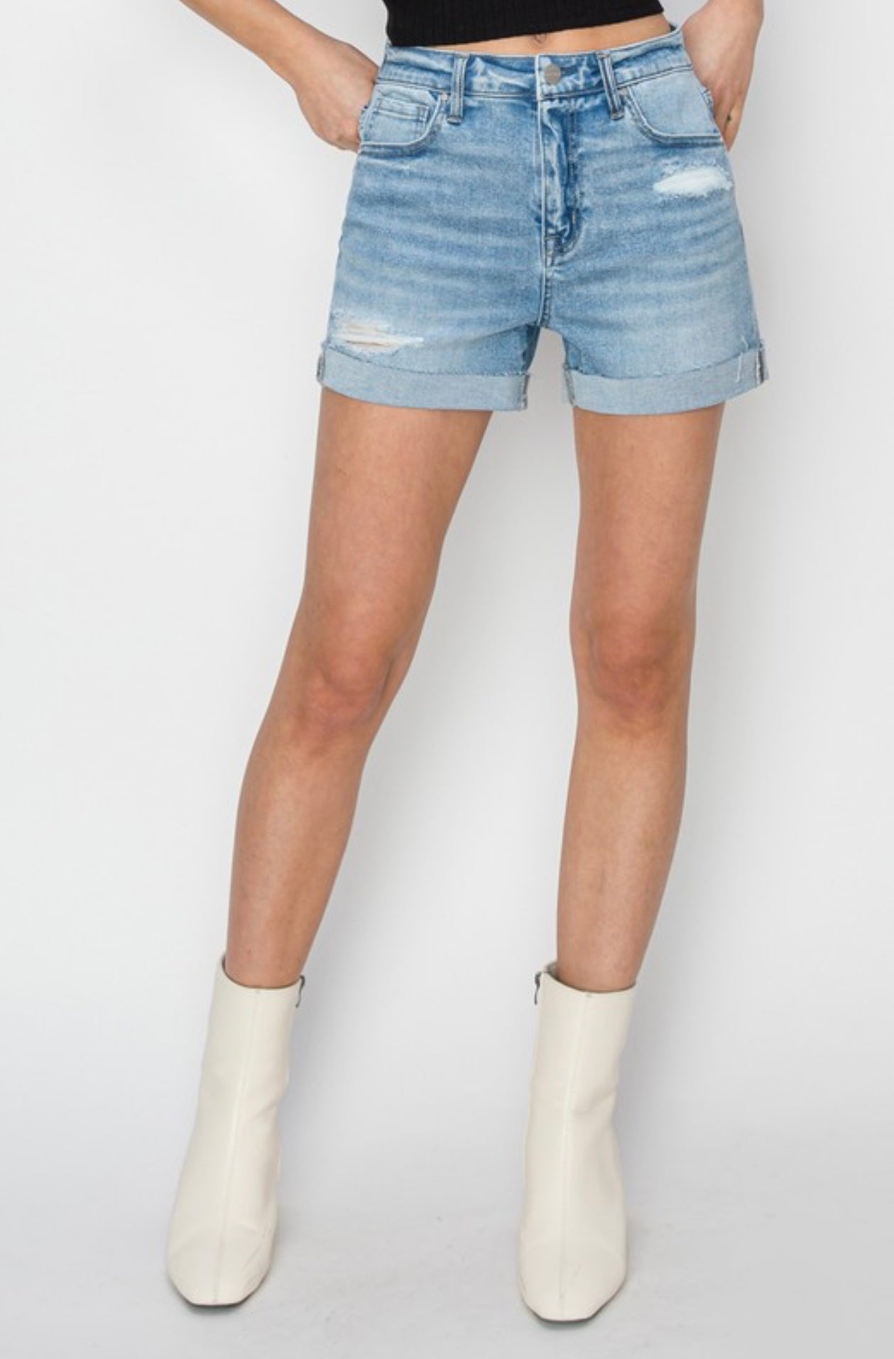 Risen Cuffed Light Wash Shorts