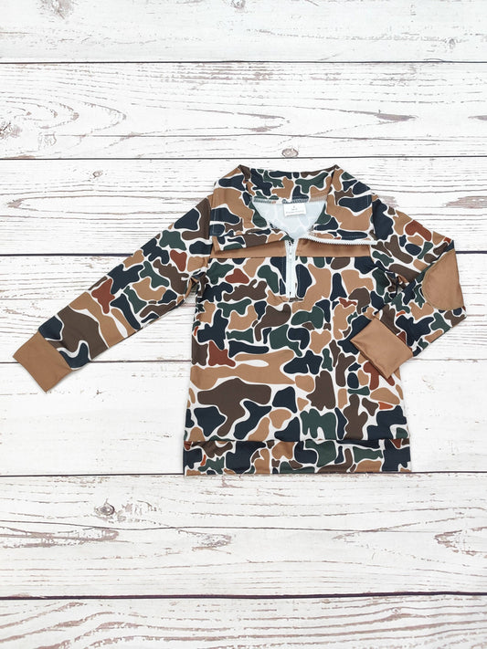 Kids Retro Camo Zip Pullover