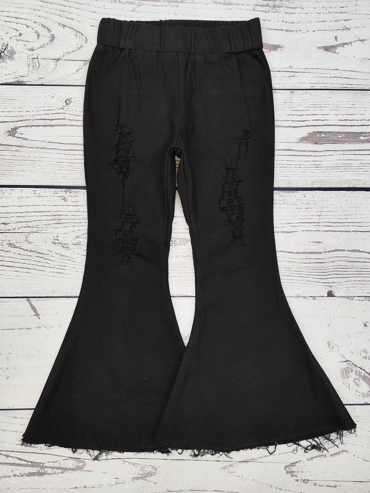 Black Distressed Flare Jeans