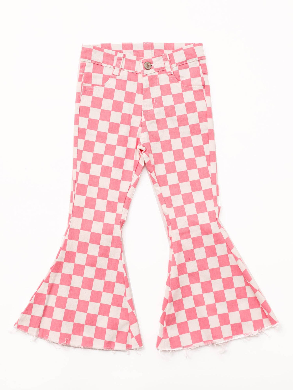Baby Girls Pink Checked Flare Jeans