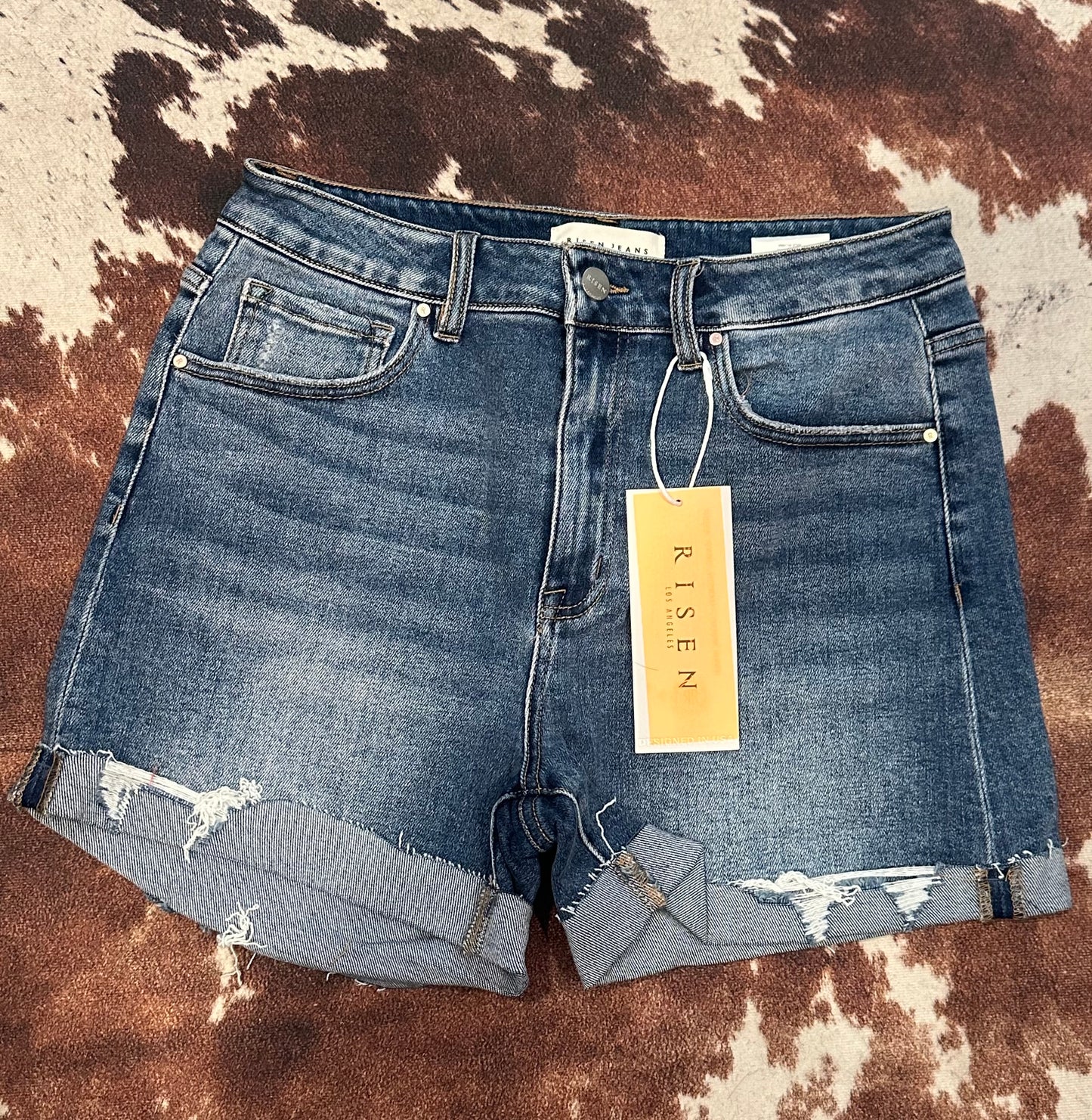 Risen Cuffed Medium Wash Shorts