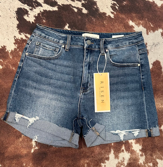 Risen Cuffed Medium Wash Shorts