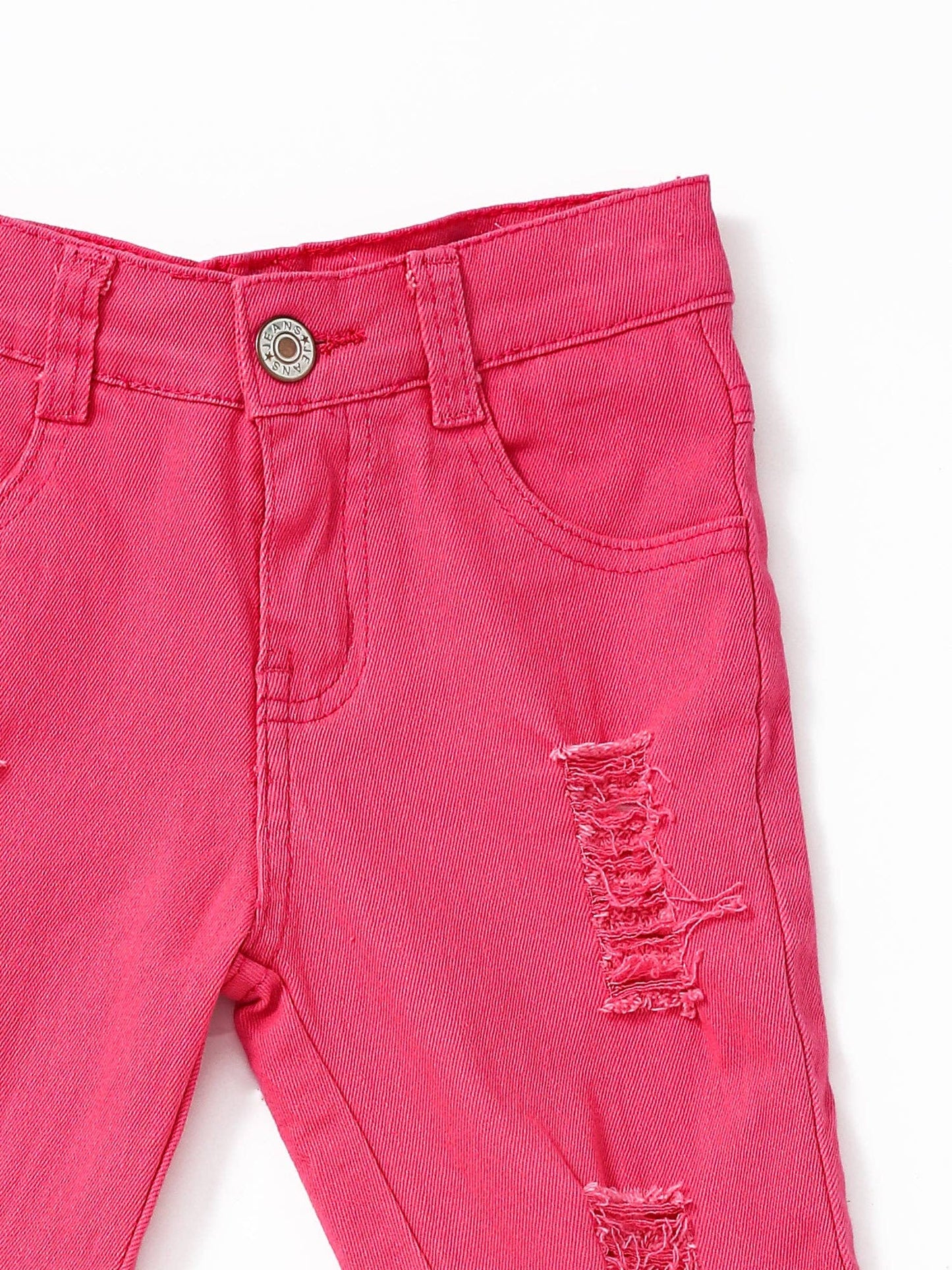 Hot Pink Distressed Girls Jeans