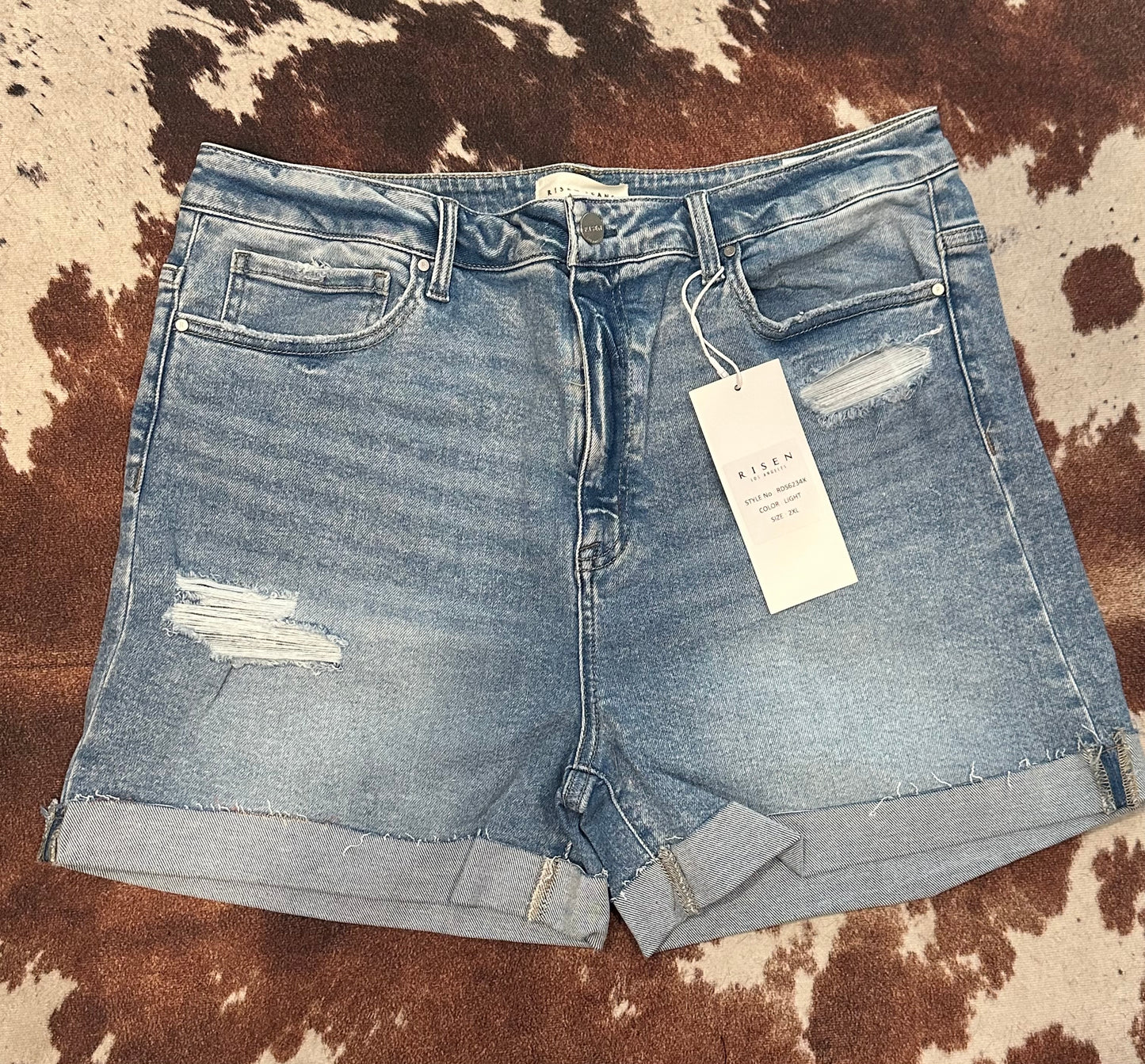 Risen Cuffed Light Wash Shorts