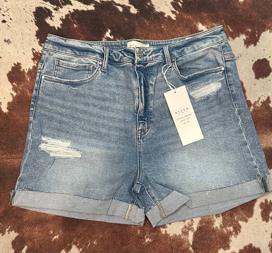 Risen Cuffed Light Wash Shorts