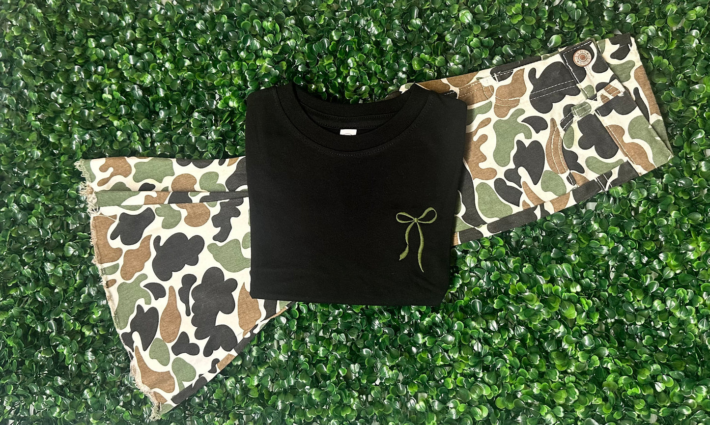 Hali Embroidered Bow Girls Tee
