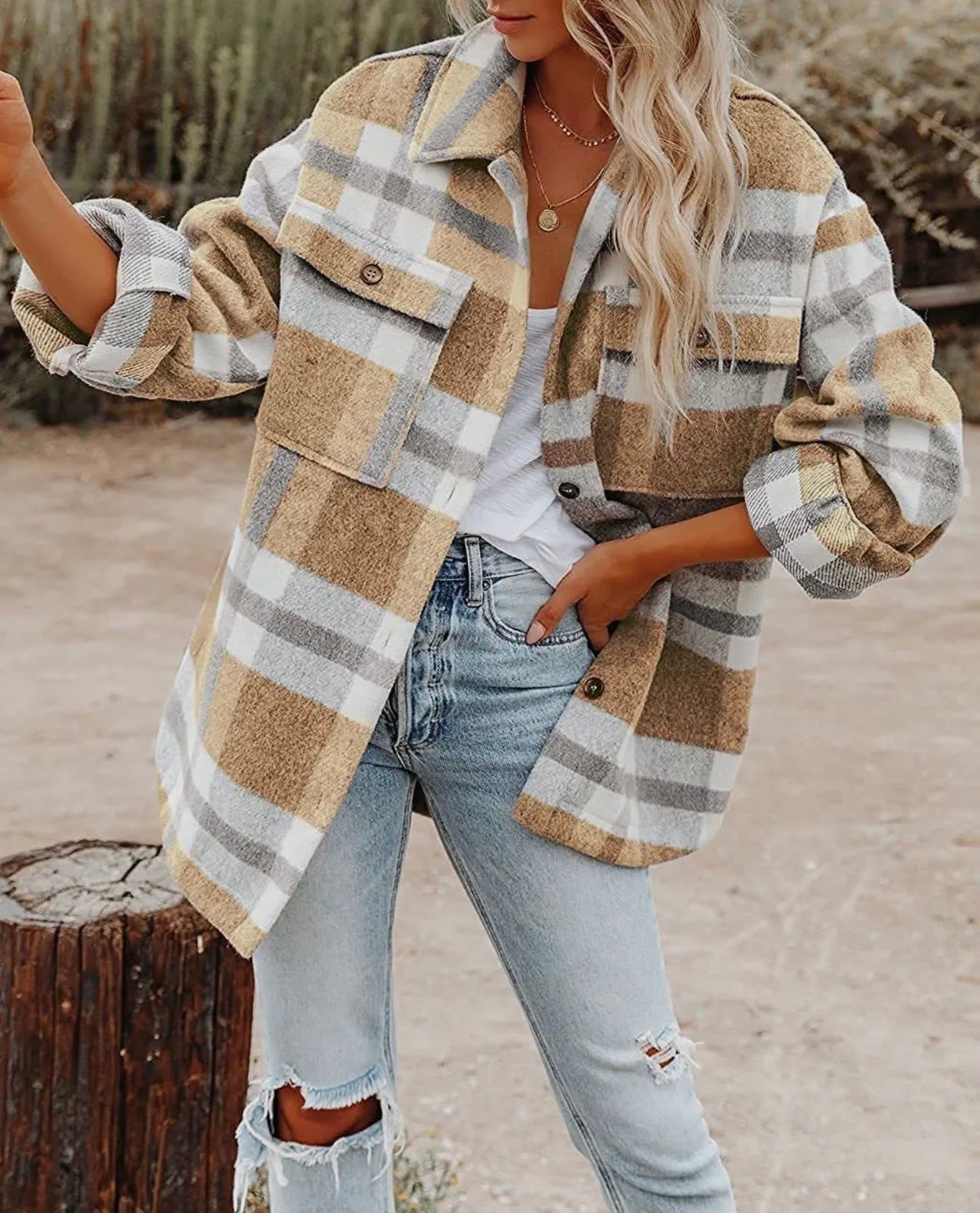 Plaid Flannel Button Shacket