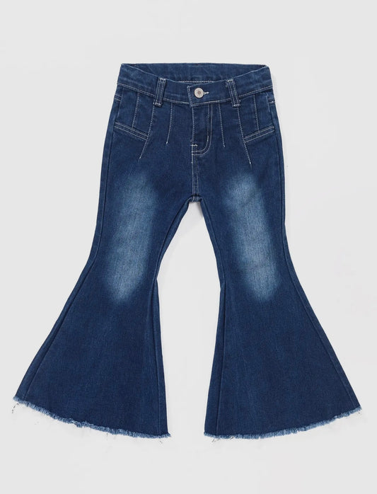 Girls Washed Flare Jeans