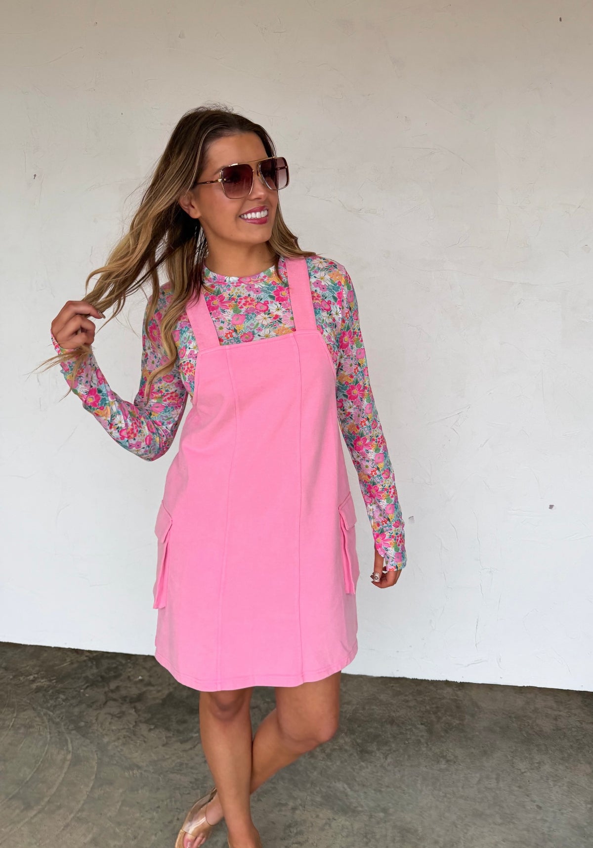 Millie Overall Pink Dress