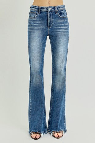Risen High Rise Flare Step Jeans