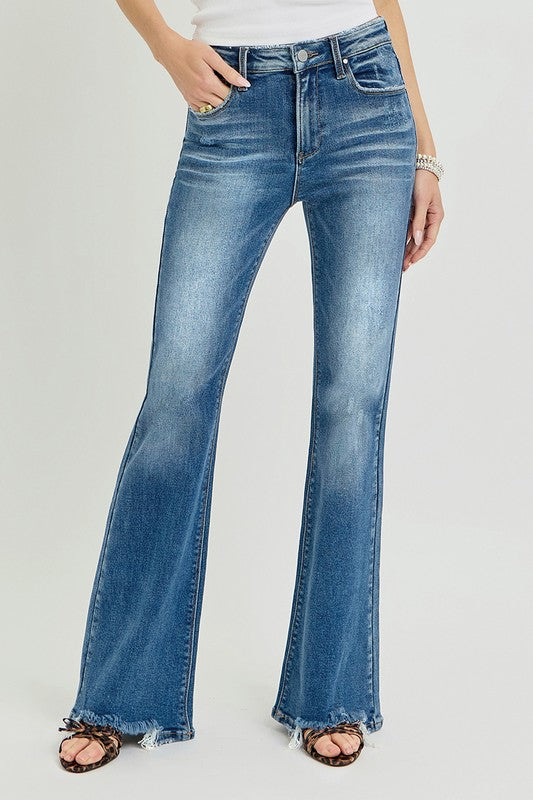 Risen High Rise Flare Step Jeans