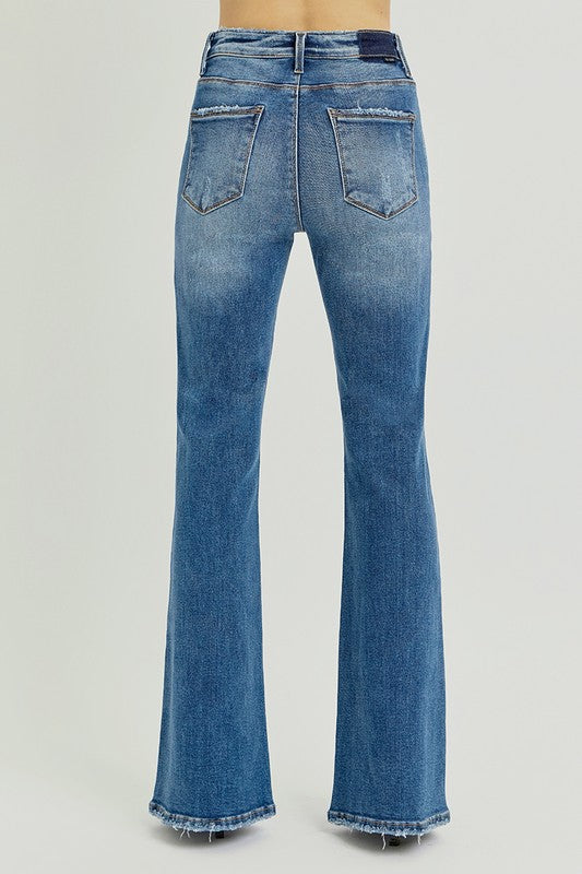 Risen High Rise Flare Step Jeans