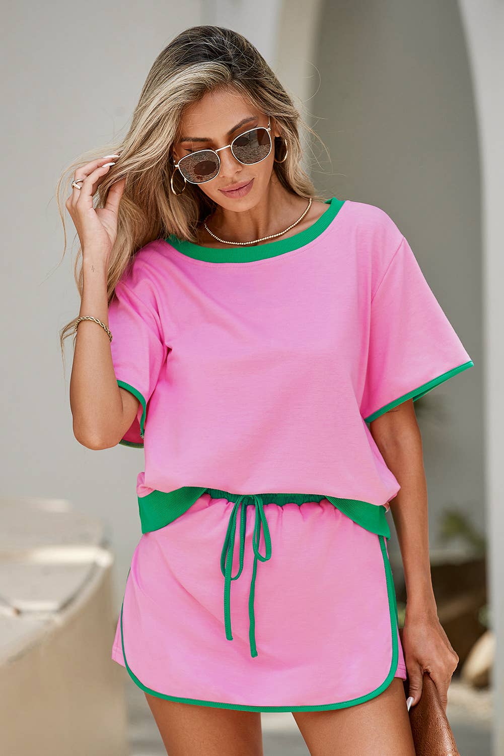Drop Shoulder T Shirt and Skirt 2Pcs Set