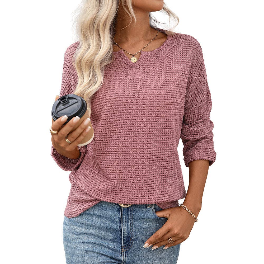 Lovesoft Waffle Knit Long Sleeve Top