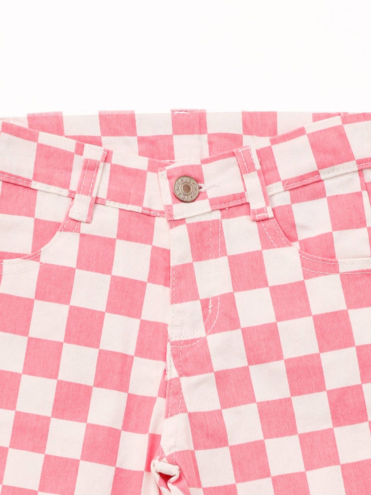 Baby Girls Pink Checked Flare Jeans