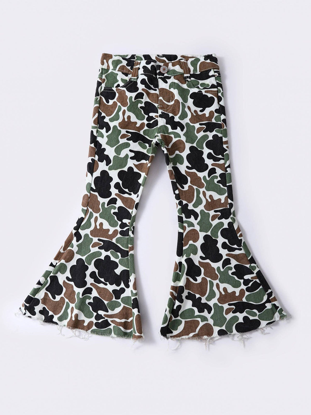 Girls Camo Flare Jeans