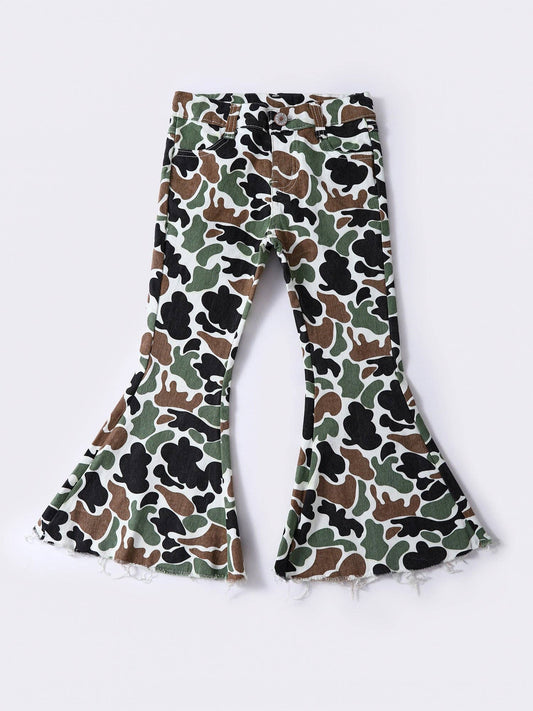 Girls Camo Flare Jeans