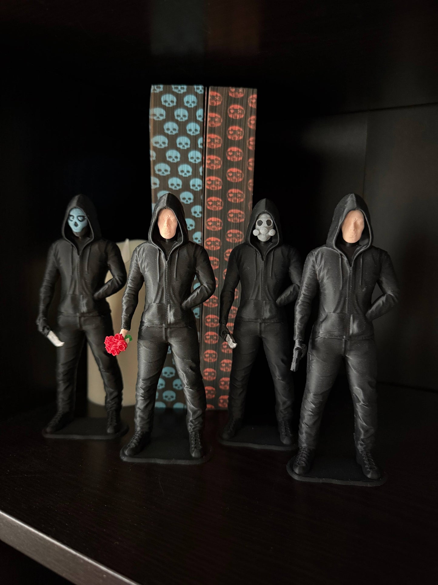 Hooded Masked Figures | Bookshelf Shelf Decor | Dark Romance