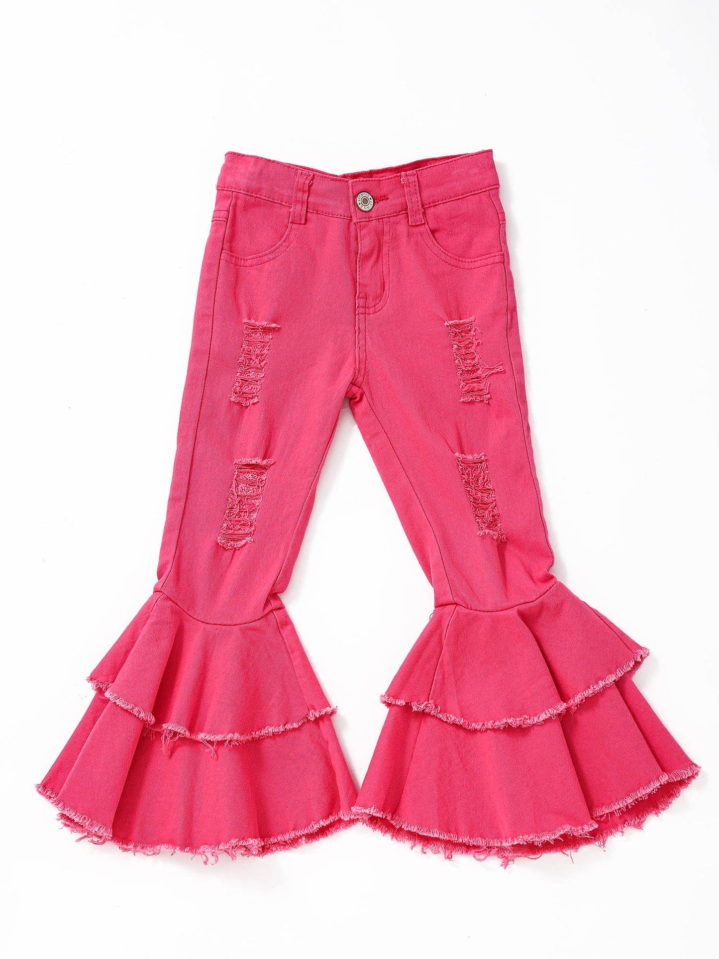 Hot Pink Distressed Girls Jeans